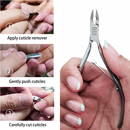 Rui Smiths Professional Cuticle Nippers | Precision Surgical-Grade Stainless Steel Cuticle Trimmer, Double Spring, 4mm Jaw (Quarter Jaw) and Stainless Steel Metal Pusher Style 106