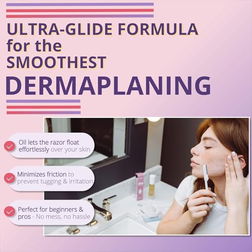Dermaplaning Tool (9 Count) and Dermaplane Oil Bundle ? Easy to Use Face Razor with Smooth Glide Shave Oil for Gentle Exfoliation