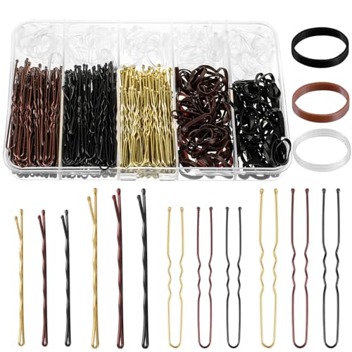480 Pc Bobby Pins & Hair Elastics Kit, Black/Brown/Gold