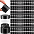 Norme 140 Pack 10ml Glass Cosmetic Jars with Lids, Refillable Sample Containers for Lip Balm, Cream, Lotion, Travel Size, Inner Liner, Wide Mouth(Black)