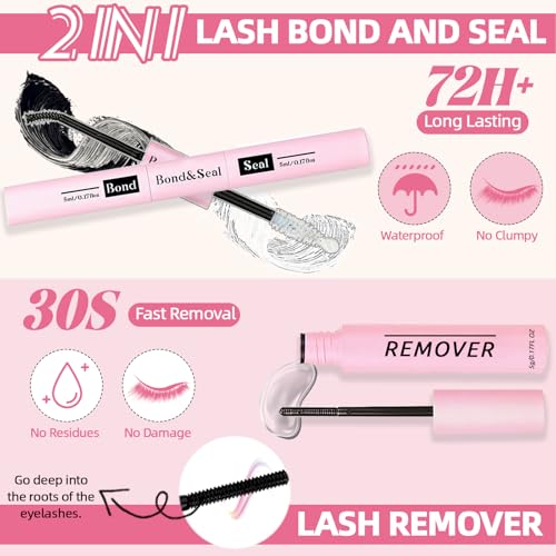 782Pcs D Curl Clusters Lash Extension Kit+5IN1 Super Lash Bonder Lash Glue Primer Kit