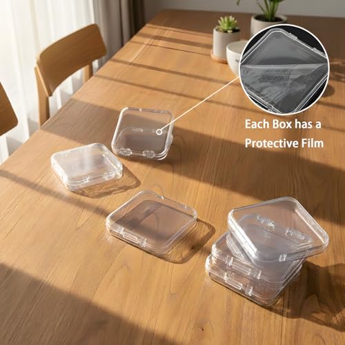 Press On Nail Storage Box Set - 12 Clear Display Cases + 60 Adhesive Tabs