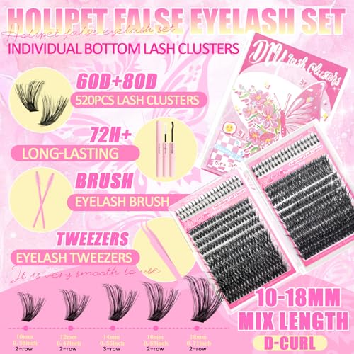 Lash Clusters Kit, 44 Top & 8 Bottom Styles, Wispy Manga Lashes