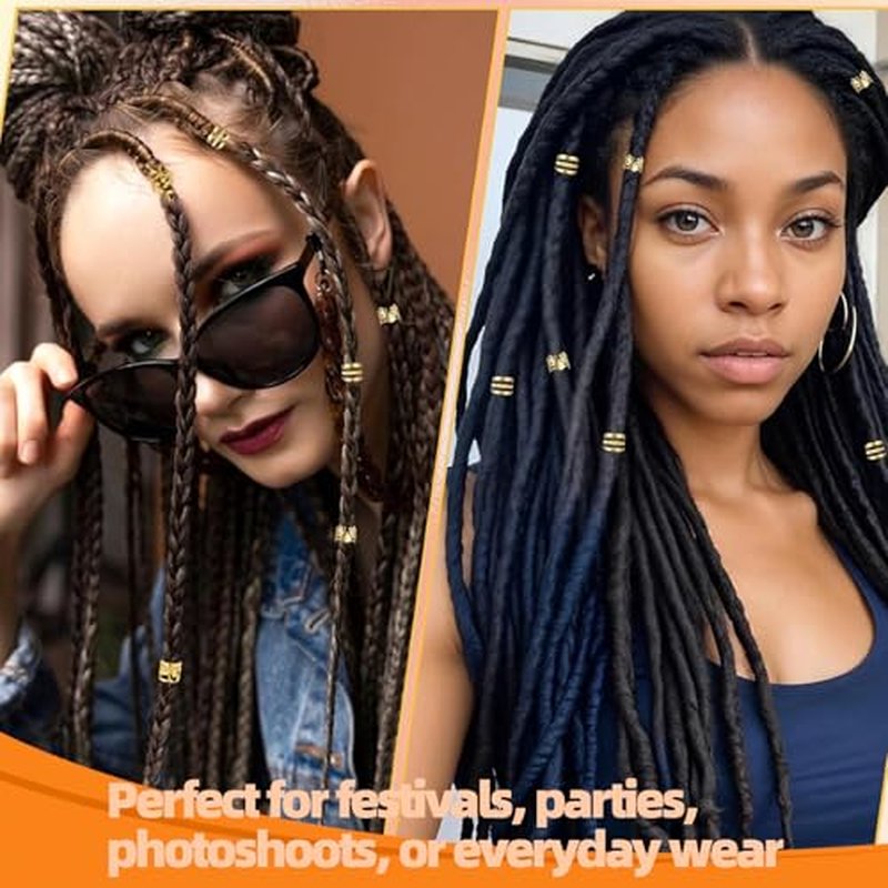 230 Pcs Gold Hair Cuffs & Rings for Braids and Dreadlocks