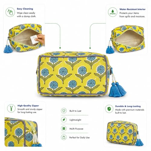 Large Capacity Travel Makeup Bag - Water-Resistant Floral Organizer