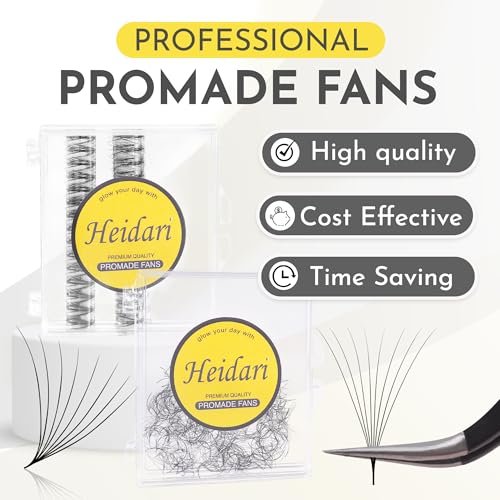 Heidari Handcraft Promade Eyelashes Extension Ideal for Professional Lash Salon, Collection 3D-20D, C CC D DD Curl, Thickness 0.03~0.1mm, Length 8-20mm, Long Lasting,Easy Application 10D-0.03 C 13 mm