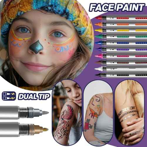 K KERNOWO Temporary Tattoo Markers for Skin - Henna Body Tattoo Kit Dual-End Visible Capacity Tattoo Pen for Girls & Adults, Body Painting Kit Teen Girl Gifts Trendy Stuff, Cool Birthday Gift for Teen