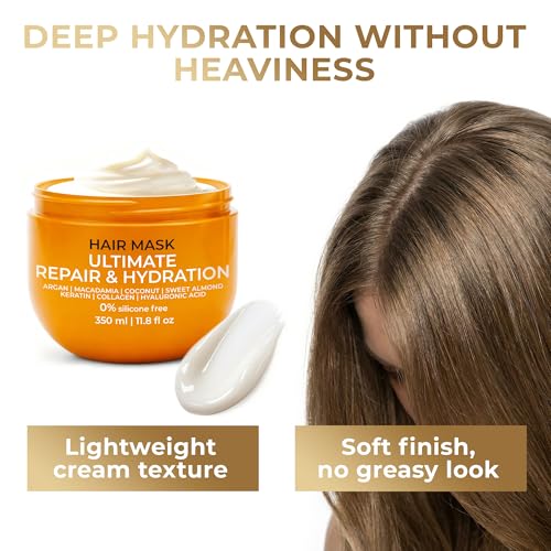 VAO Deep Conditioning Hair Mask - Hydrating Repair Treatment for Damaged Hair with Argan Oil & Shea Butter