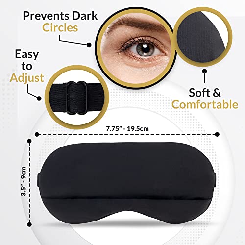 SLEEP FOUNTAIN Anti Aging Silk Sleep Mask for Women, Mulberry Silk Eye Mask for Sleeping and Skin Care, Blackout Sleep Mask with Copper Ion Technology Reduces Eye Puffiness, Fine Lines and Wrinkles