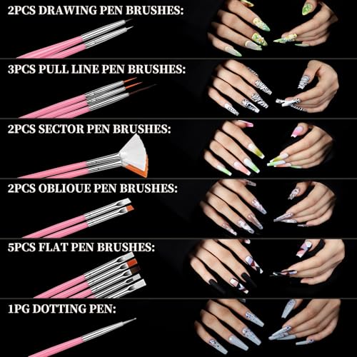 Teenitor 240pcs XXL Square Acrylic Nail Tips Kit with Charms & Brushes