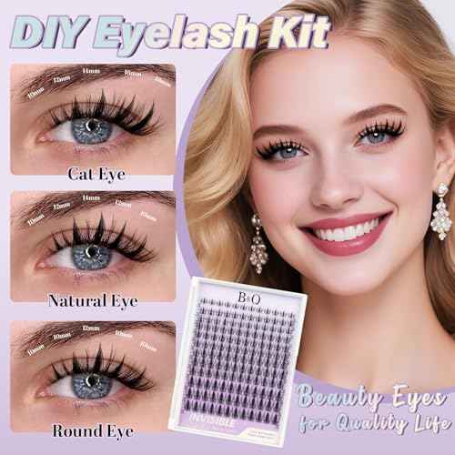 B&Q Fairy Lash Clusters Invisible Band False Eyelashes Clusters Natural Cluster Eyelash Extensions Comfortable Individual Lashes Extension DIY Soft Eyelash Clusters£¨Fairy-MIX8-18mm£©