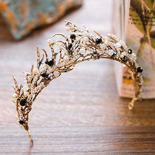 Vintage Witch Crown Tiara, Crystal Bridal Wedding Hair Head Band Wear for Cosplay(w/Gift Box)