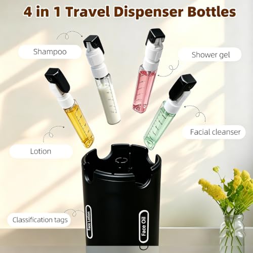 4-in-1 Travel Dispenser Bottles, 30ML Leak-Proof Set (4 Pack)