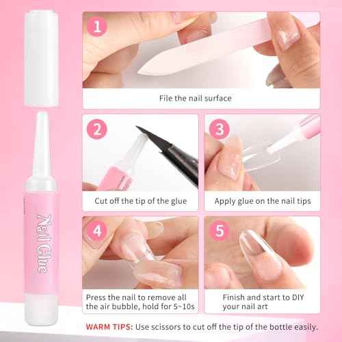 TADOPRO Nail Glue & Remover Set, 20Pcs Press on Nail Glue Strong 2Pcs 10ML Nail Glue Remover with 3 Cuticle Pusher 2 Nail File Easy to Apply Nail Tips & Acrylic Fake Nails Quick Drying Adhesive