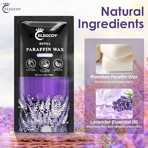 Lavender Paraffin Wax Refills 10 Pack for Hand & Foot Wax Bath (4.4 lb)