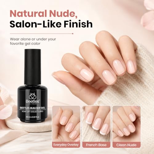 Beetles 8-in-1 Nude Builder Gel in a Bottle - Nail Overlay & Fortifier (15ml)