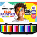 Blue Squid Face Painting Kit for Kids ? 60g/2.12oz Split Cake Face Paint Palette, One Stroke Rainbow Colors, with Brushes & Stencils - Non-Toxic, Water Activated - Kids Party & Halloween Makeup Kit
