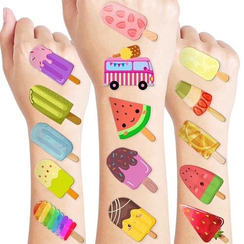 96 PCS Ice Cream Temporary Tattoos | Party Favors