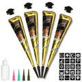 Black Temporary Tattoo Paste Kit - 4 Cones, Natural, 20 Stencils