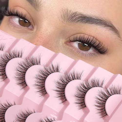 Onlyall Natural Wispy False Eyelashes 7 Pairs D-K06