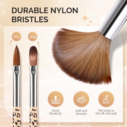 MelodySusie 3Pc Acrylic Nail Brush Set - Sizes 8/10/14