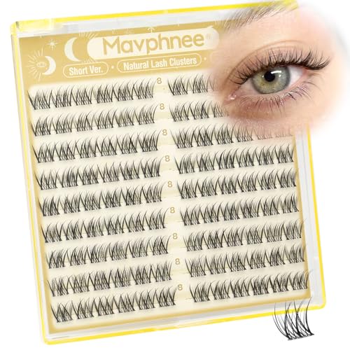 Mavphnee 8mm Lash Clusters Natural Clear Band CC Curl 108PCS (Natural)