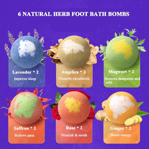 SHEEYOON Organic Foot Bath Bombs 12-Pack - Herbal Foot Soak for Dry Feet