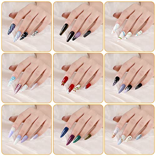 Teenitor Nail Pen Designer,Stamp Nail Art Tool with 15pcs Nail Painting Brushes, Nail Dotting Tool, Nail Foil, Manicure Tape, Color Rhinestones for Nails-Black