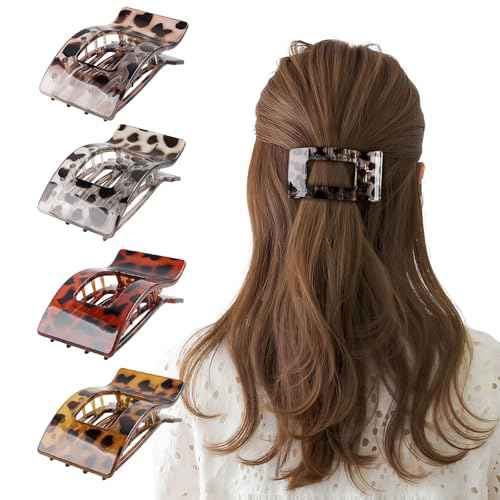 LATIMOON Flat Hair Clips Claw for Women,Large Flat Claw Clips,Non-Slip Strong Hold French Hair Clips for Thick Thin Hair(Testudinarious)