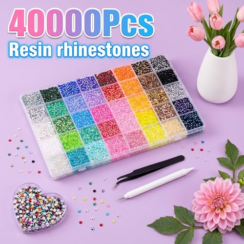 Jelly Rhinestones Bedazzling Kit - 40000 Pcs 40 Colors with Glue