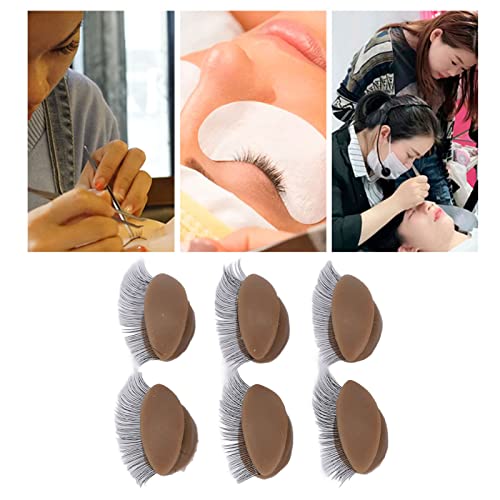 3 Pairs Silicone Eyelid Practice Heads with Double Lashes