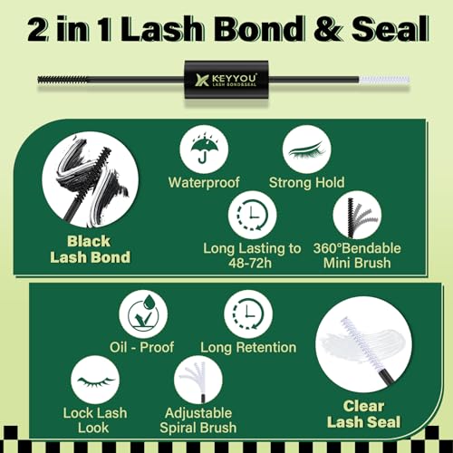 KEYYOU Lash Bond and Seal - 2-in-1 Latex-Free Glue, 10ml