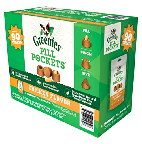 Greenies Pill Pockets for Dogs Capsule Size Natural Soft Dog Treats with Real Peanut Butter, 15.8 oz. Pack (60 Treats)