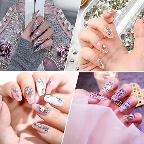 AARDWO 2568 Pcs Rhinestones Nail Gems Face Gems Makeup Gems AB Rhinestones Set Multi Shapes Crystal for Nails Shoes Clothes Bags Crafts Decoration with Picker Pencil and Tweezers