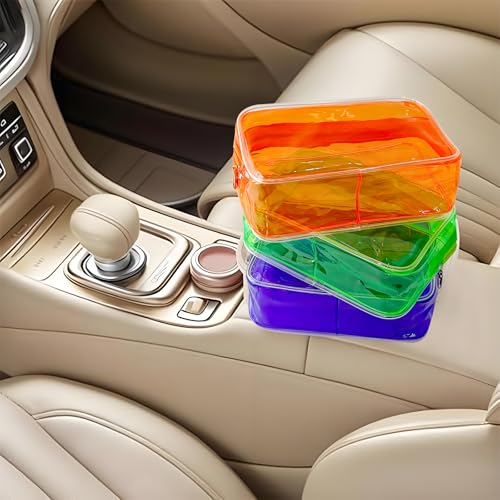 TotePrint 5 PCS Portable Waterproof Solid Makeup Bag Set for Travel, Clear Makeup Bag with Zipper for Purse Brush Bag Pen Pouch (Vivid Group)