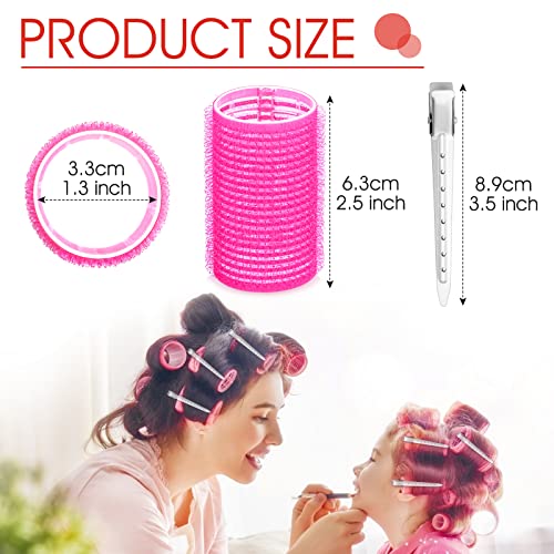 Hair Rollers 12Pc Set with Clips - 33mm Self-Grip Curlers