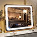 FENNIO Gold Vanity Mirror with Lights 22"x19" LED Makeup