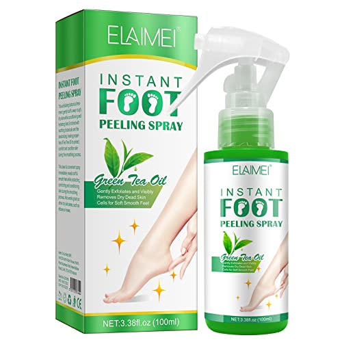 Foot Peeling Spray Oil ，Foot Exfoliating Spray, Pedicure Dead Skin Exfoliator for Cracked Rough Heels, Dry Toe Skin & Calluses, Quicky Remove Dead Skin (Green Tea)