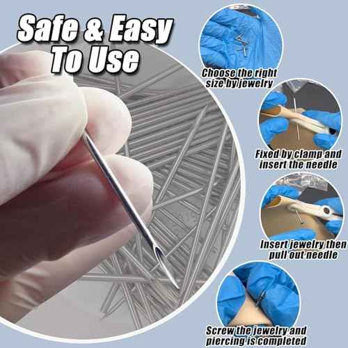 Piercing Kit 36Pcs Piercing Clamps Kit with 25Pcs Mixed 12G 14G 16G 18G 20G Ear Nose Piercing 2Pcs Piercing Clamps Forceps 6Pcs Clean Tools 2Pcs Gloves 1Pc Marker Pen for Piercing Tool