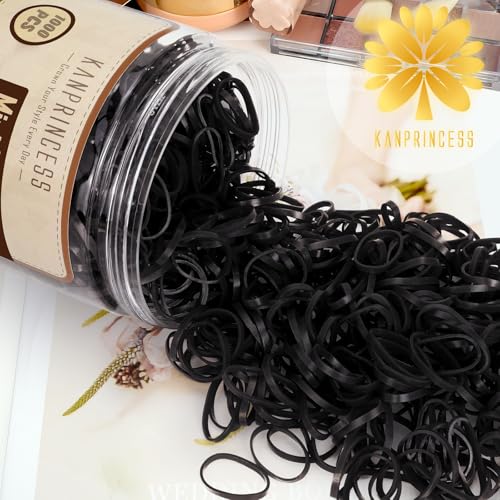 Kanprincess Black Mini Rubber Hair Ties for Kids & Toddlers - Pack of 1000