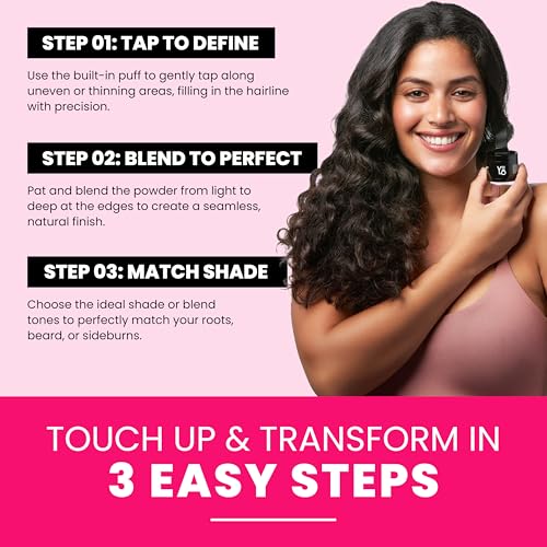 VELO Root Touch Up Hair Color Powder - Gray Cover, Long Lasting, Travel-Ready