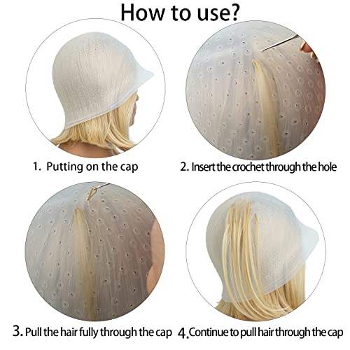 Pre-Punched Silicone Hair Highlight Cap Set with Hook & Brushes