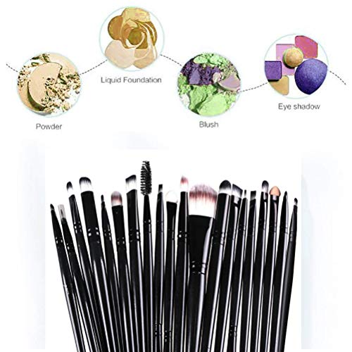 20-Piece Makeup Brush Set with Travel Case - Professional Face and Eye Brushes