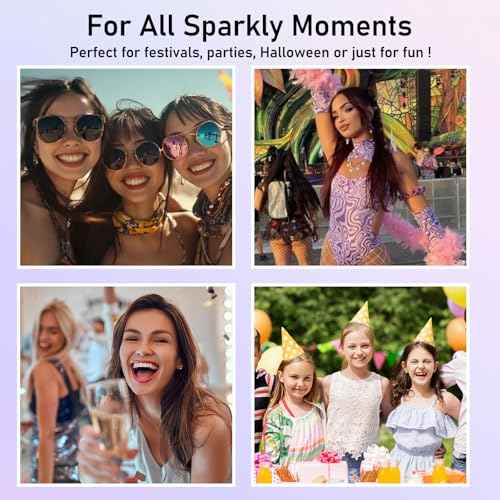 12 Colors Body Face Glitter, Chunky Hair Glitter Gel for Women Kids, Body Makeup for Halloween Party Rave Festival Accessories