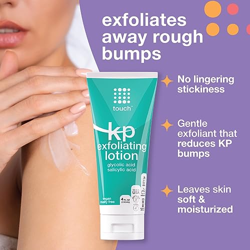 TOUCH Body Lotion for Keratosis Pilaris with 12% Glycolic Acid - AHA & BHA Exfoliating Rough & Bumpy Skin Body Lotion - Moisturizing Cream Gets Rid Of Redness, KP (4 Fl Oz (Pack of 1))