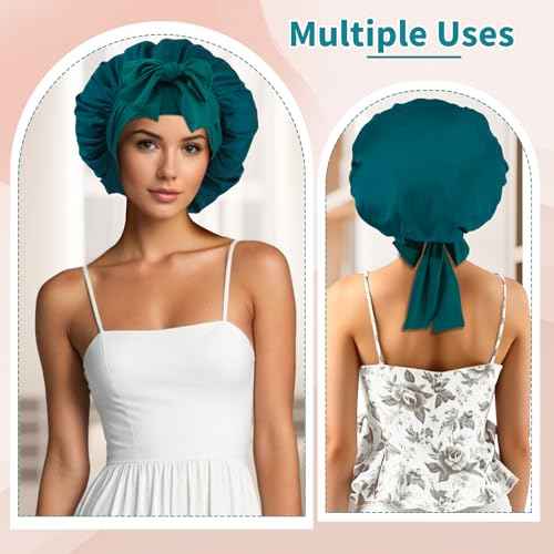 Satin Bonnet Set, Hair Bonnet for Sleeping Silk Bonnet with Eye Mask for Women Curly Hair