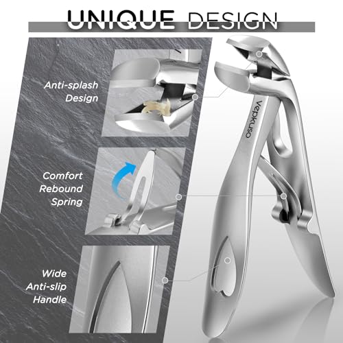 Nail Clippers for Seniors, Wide Jaw Fingernail Clippers and Angled Head Toenail Clippers for Thick Nail, Professional German Nail Clippers for Men, Women&Pregnant