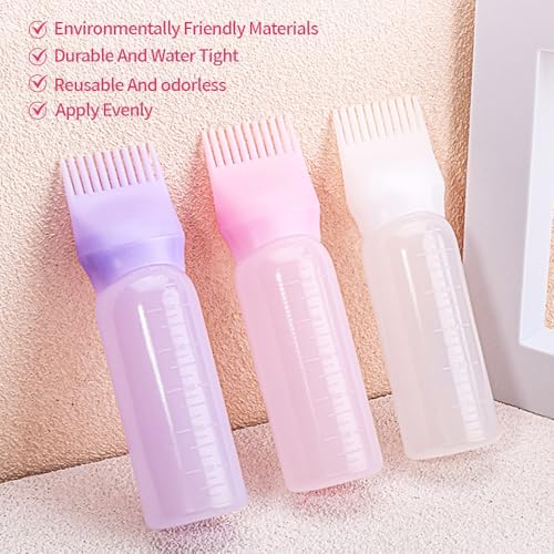 Ella & Sara 3-Piece Hair Dye Applicator Bottle Set with Comb Brush