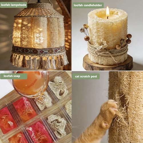 Natural Loofah Sponge 4 Pack - Organic Exfoliating Body Scrubber