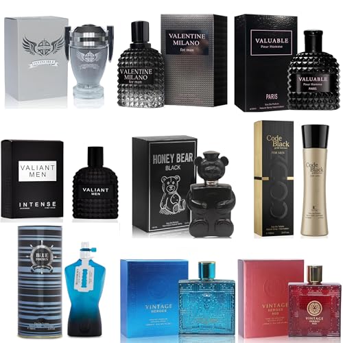 Men's Cologne Sampler Set - 9 Luxury Fragrances (100ml Each)